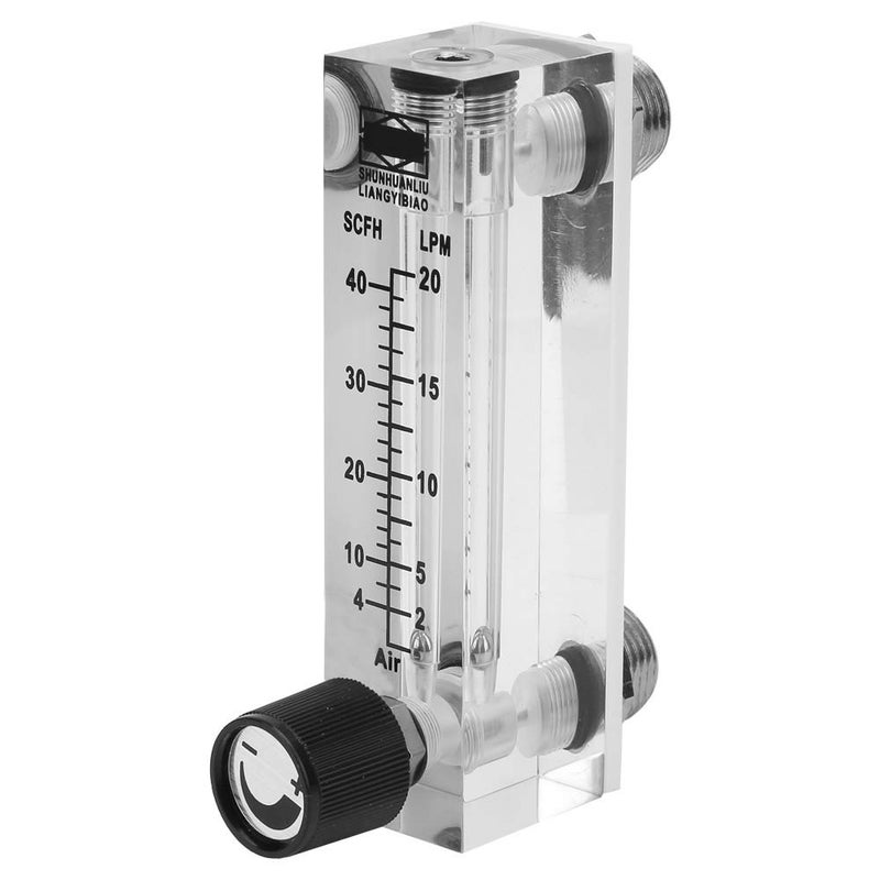 Wisoqu Gas Flowmeter, LZM-6T 2-20LPM/4-40SCFH Pipe Gas Meter with Adjustable Control Valve, Female 1/4" T Thread Interface Panel Mount Type Flowmeter for Oxygen Air Gas - Image 1